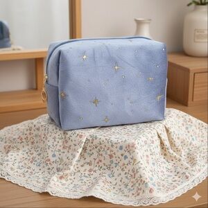 Starry Blue & Gold Cosmetic Bag